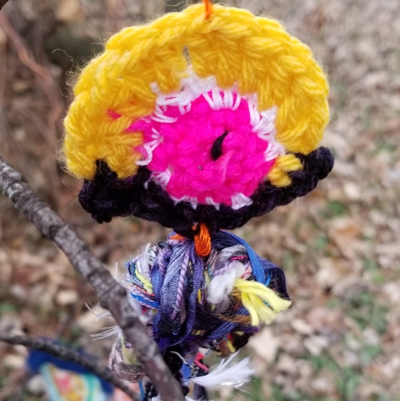 Crochet Ornament Art Oddities Evil Eye Fiber - Picture 5 of 8